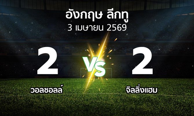 ผลบอล : วอลซอลล์ vs จิลลิ่งแฮม (อังกฤษดิวิชั่น2 2025-2026)