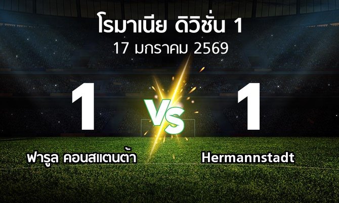 ผลบอล : ฟารูล คอนสแตนต้า vs Hermannstadt (โรมาเนีย-ดิวิชั่น-1 2025-2026)