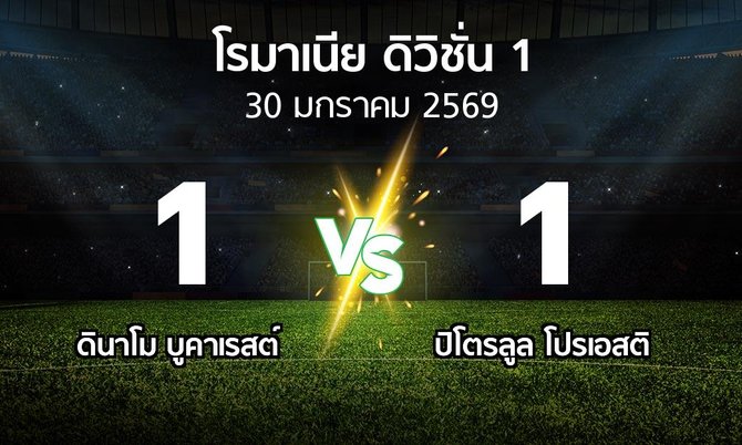 ผลบอล : ดินาโม บูคาเรสต์ vs ปิโตรลูล โปรเอสติ (โรมาเนีย-ดิวิชั่น-1 2025-2026)