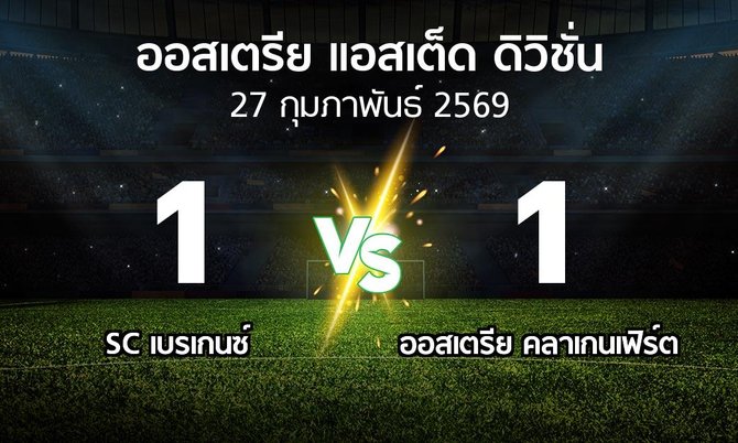 ผลบอล : SC เบรเกนซ์ vs ออสเตรีย คลาเกนเฟิร์ต (ออสเตรีย-แอสเต็ด-ดิวิชั่น 2025-2026)
