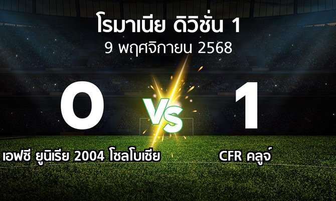 ผลบอล : เอฟซี ยูนิเรีย 2004 โซลโบเซีย vs CFR คลูจ์ (โรมาเนีย-ดิวิชั่น-1 2025-2026)