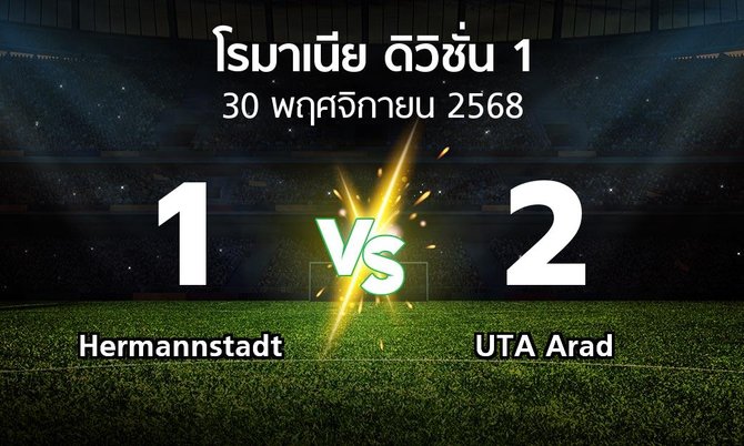 ผลบอล : Hermannstadt vs UTA Arad (โรมาเนีย-ดิวิชั่น-1 2025-2026)