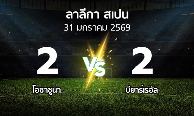 ผลบอล : โอซาซูน่า vs บียาร์เรอัล (ลา ลีกา 2025-2026)