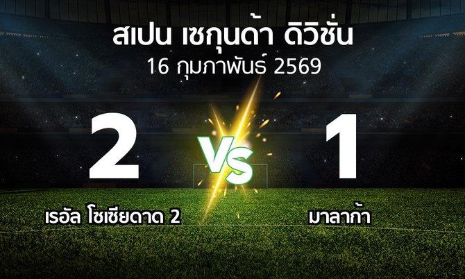 ผลบอล : เรอัล โซเซียดาด 2 vs มาลาก้า (สเปน-เซกุนด้า-ดิวิชั่น 2025-2026)