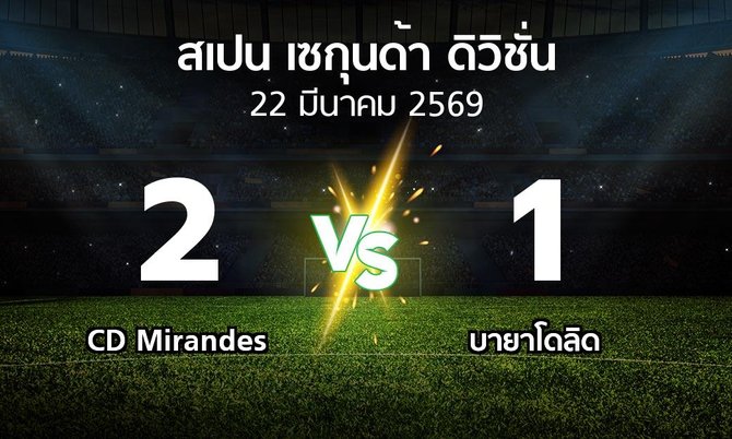 ผลบอล : CD Mirandes vs เรอัล บายาโดลิด (สเปน-เซกุนด้า-ดิวิชั่น 2025-2026)