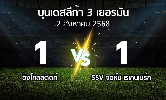 ผลบอล : อิงโกลสตัดท์ vs SSV จอห์น เรเกนเบิร์ก (บุนเดสลีก้า-3-เยอรมัน 2025-2026)