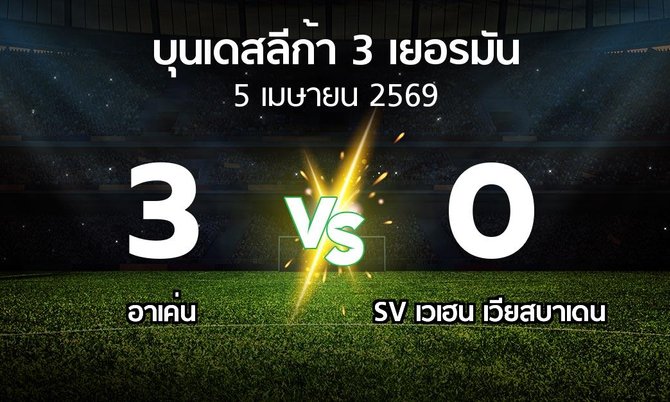 ผลบอล : อาเค่น vs SV เวเฮน เวียสบาเดน (บุนเดสลีก้า-3-เยอรมัน 2025-2026)
