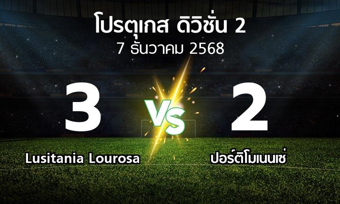 ผลบอล : Lusitania Lourosa vs ปอร์ติโมเนนเซ่ (โปรตุเกส-ดิวิชั่น-2 2025-2026)