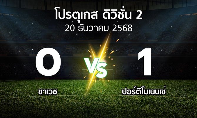 ผลบอล : ชาเวซ vs ปอร์ติโมเนนเซ่ (โปรตุเกส-ดิวิชั่น-2 2025-2026)