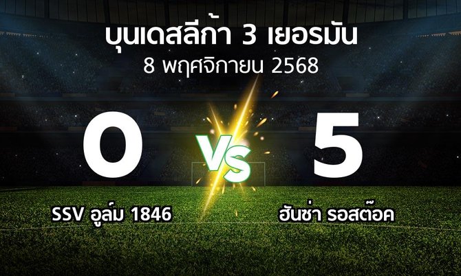 ผลบอล : SSV อูล์ม 1846 vs ฮันซ่า รอสต๊อค (บุนเดสลีก้า-3-เยอรมัน 2025-2026)