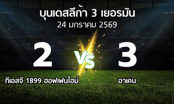 ผลบอล : ทีเอสจี 1899 ฮอฟเฟนไฮม์ vs อาเค่น (บุนเดสลีก้า-3-เยอรมัน 2025-2026)
