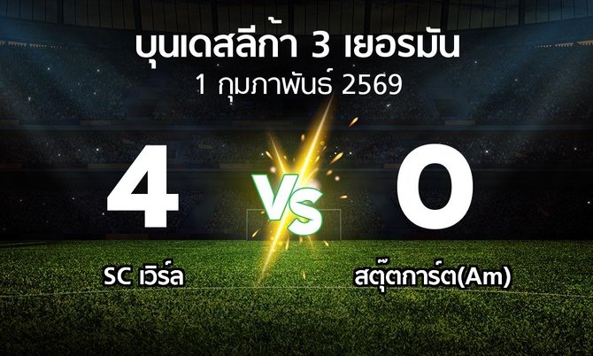 ผลบอล : SC เวิร์ล vs สตุ๊ตการ์ต(Am) (บุนเดสลีก้า-3-เยอรมัน 2025-2026)