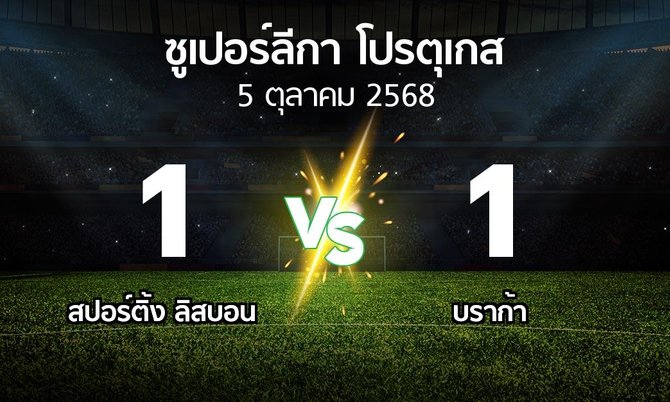 ผลบอล : สปอร์ติ้ง ลิสบอน vs บราก้า (ซูเปอร์ลีกา-โปรตุเกส 2025-2026)
