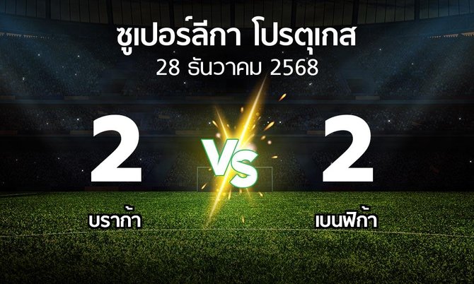 ผลบอล : บราก้า vs เบนฟิก้า (ซูเปอร์ลีกา-โปรตุเกส 2025-2026)