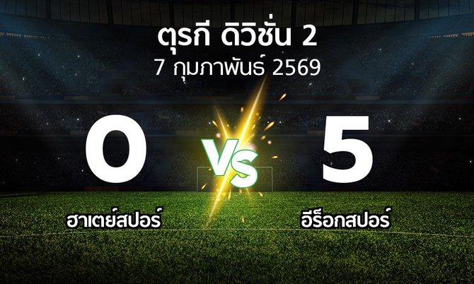 ผลบอล : ฮาเตย์สปอร์ vs อีร็อกสปอร์ (ตุรกี-ดิวิชั่น-2 2025-2026)