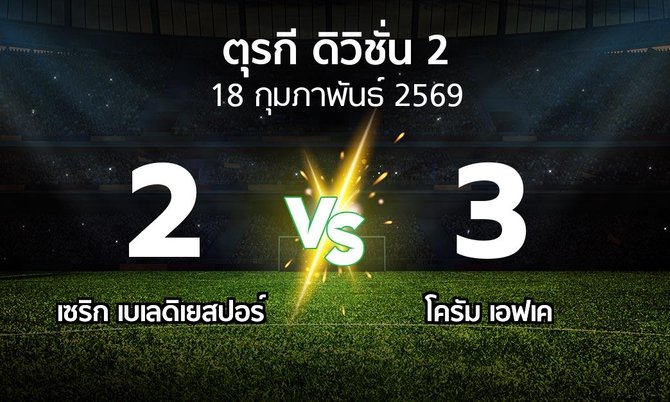 ผลบอล : เซริก เบเลดิเยสปอร์ vs โครัม เอฟเค (ตุรกี-ดิวิชั่น-2 2025-2026)