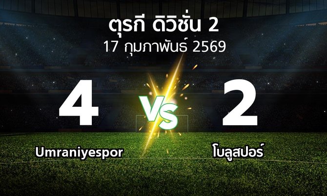 ผลบอล : Umraniyespor vs โบลูสปอร์ (ตุรกี-ดิวิชั่น-2 2025-2026)