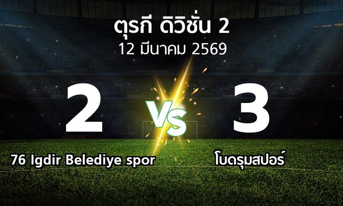 ผลบอล : 76 Igdir Belediye spor vs โบดรุมสปอร์ (ตุรกี-ดิวิชั่น-2 2025-2026)