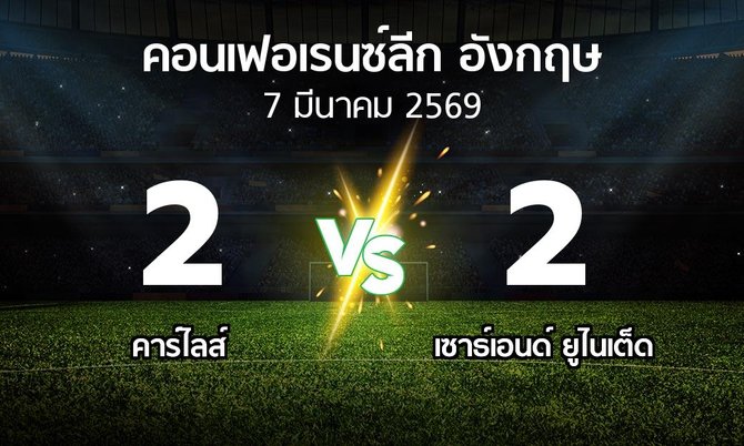ผลบอล : คาร์ไลส์ vs เซาธ์เอนด์ ยูไนเต็ด (คอนเฟอเรนซ์ลีก อังกฤษ 2025-2026)