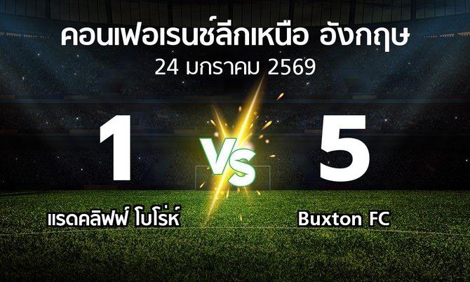 ผลบอล : แรดคลิฟฟ์ โบโร่ห์ vs Buxton FC (คอนเฟอเรนช์ลีกเหนืออังกฤษ 2025-2026)