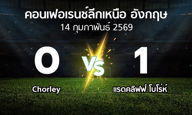 ผลบอล : Chorley vs แรดคลิฟฟ์ โบโร่ห์ (คอนเฟอเรนช์ลีกเหนืออังกฤษ 2025-2026)
