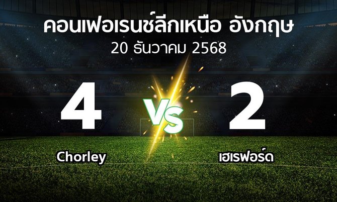 ผลบอล : Chorley vs เฮเรฟอร์ด (คอนเฟอเรนช์ลีกเหนืออังกฤษ 2025-2026)