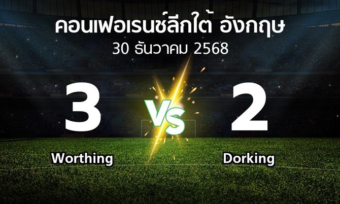 ผลบอล : Worthing vs Dorking (คอนเฟอเรนช์ลีกใต้อังกฤษ 2025-2026)