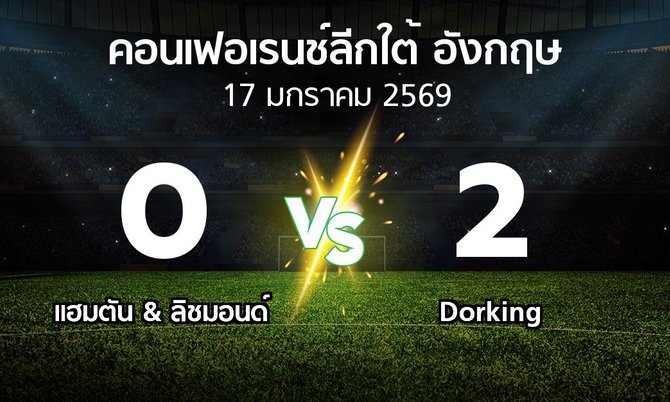 ผลบอล : แฮมตัน & ลิชมอนด์ vs Dorking (คอนเฟอเรนช์ลีกใต้อังกฤษ 2025-2026)