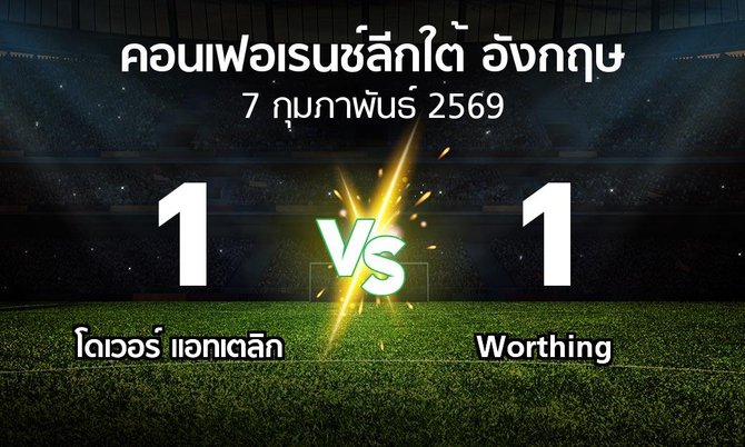 ผลบอล : โดเวอร์ แอทเตลิก vs Worthing (คอนเฟอเรนช์ลีกใต้อังกฤษ 2025-2026)