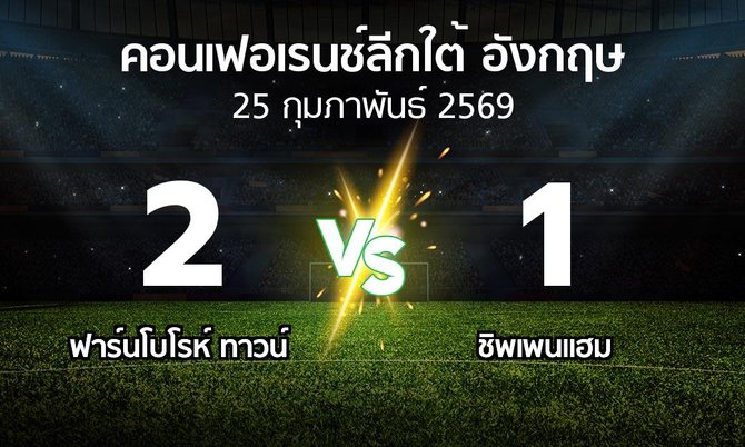 ผลบอล : ฟาร์นโบโรห์ ทาวน์ vs ชิพเพนแฮม (คอนเฟอเรนช์ลีกใต้อังกฤษ 2025-2026)