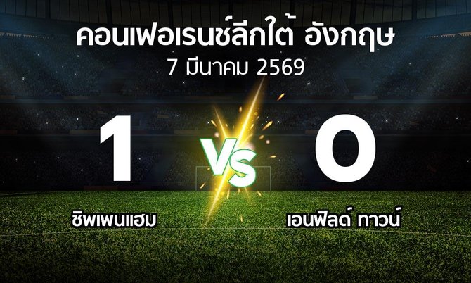 ผลบอล : ชิพเพนแฮม vs เอนฟิลด์ ทาวน์ (คอนเฟอเรนช์ลีกใต้อังกฤษ 2025-2026)