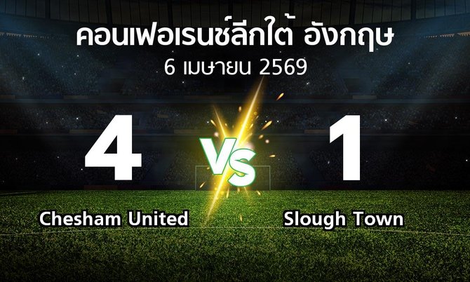 ผลบอล : Chesham United vs Slough Town (คอนเฟอเรนช์ลีกใต้อังกฤษ 2025-2026)