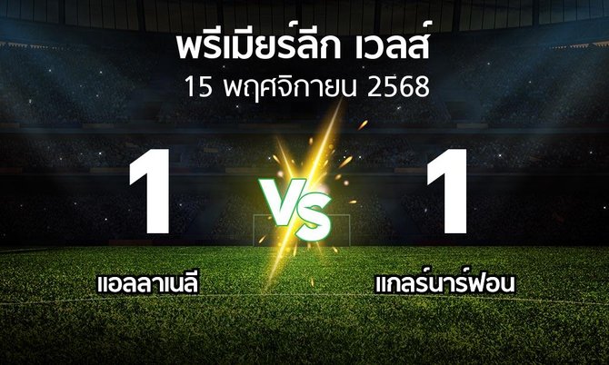ผลบอล : แอลลาเนลี vs แกลร์นาร์ฟอน (พรีเมียร์ลีก-เวลส์ 2025-2026)