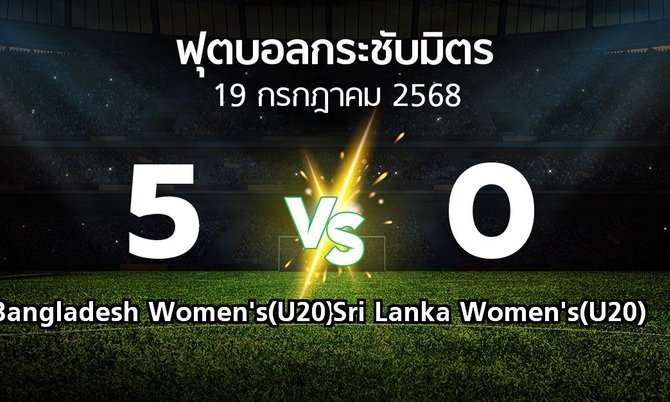 โปรแกรมบอล : Bangladesh Women's(U20) vs Sri Lanka Women's(U20) (ฟุตบอลกระชับมิตร)