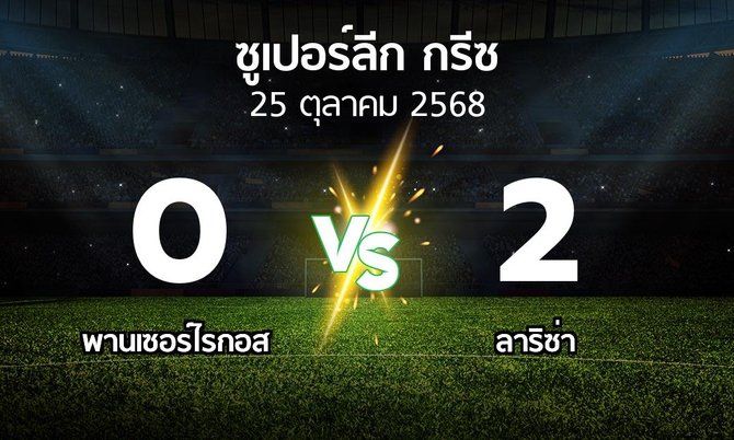 ผลบอล : Panser vs ลาริซ่า (ซูเปอร์ลีก-กรีซ 2025-2026)