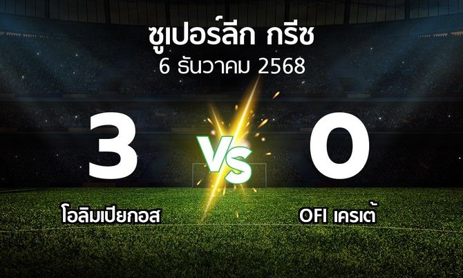 ผลบอล : โอลิมเปียกอส vs OFI (ซูเปอร์ลีก-กรีซ 2025-2026)