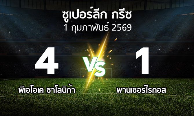 ผลบอล : ซาโลนิก้า vs Panser (ซูเปอร์ลีก-กรีซ 2025-2026)