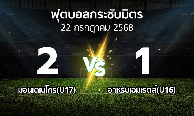 ผลบอล : มอนเตเนโกร(U17) vs อาหรับเอมิเรตส์(U16) (ฟุตบอลกระชับมิตร)
