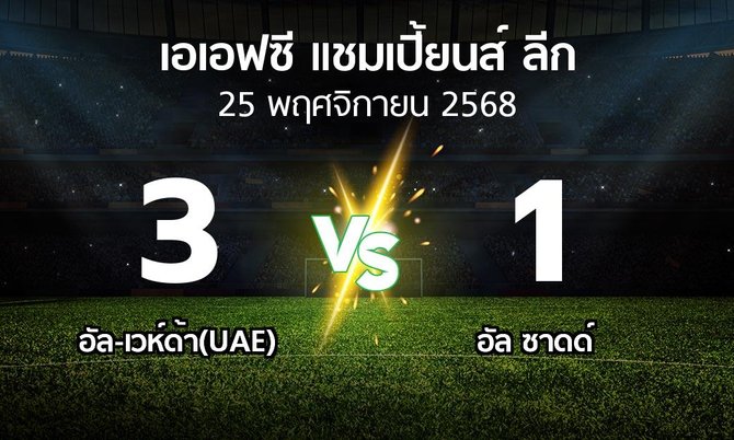ผลบอล : อัล-เวห์ด้า(UAE) vs อัล ซาดด์ (เอเอฟซีแชมเปี้ยนส์ลีก 2025-2026)