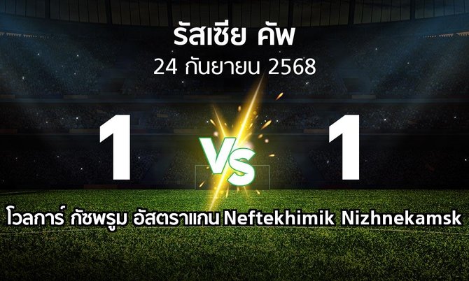 ผลบอล : โวลการ์ กัซพรูม อัสตราแกน vs Neftekhimik Nizhnekamsk (รัสเซีย-คัพ 2025-2026)
