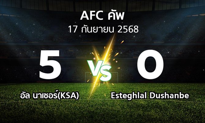 ผลบอล : อัล นาเซอร์(KSA) vs Esteghlal Dushanbe (เอเอฟซีคัพ 2025-2026)