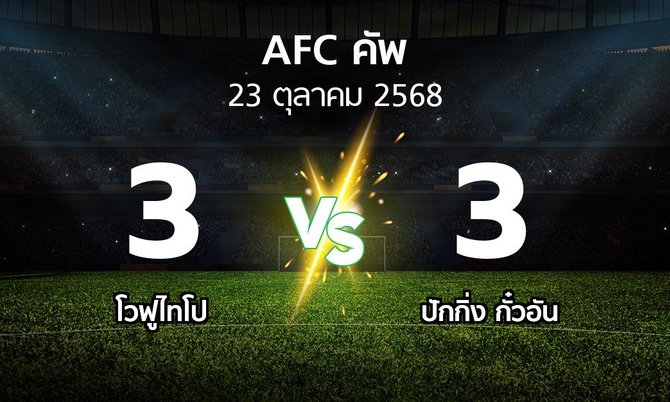 ผลบอล : โวฟูไทโป vs ปักกิ่ง กั๋วอัน (เอเอฟซีคัพ 2025-2026)
