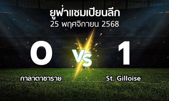 ผลบอล : กาลาตาซาราย vs St. Gilloise (ยูฟ่า แชมเปียนส์ลีก 2025-2026)