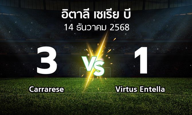 ผลบอล : Carrarese vs Virtus Entella (อิตาลี-เซเรีย-บี 2025-2026)