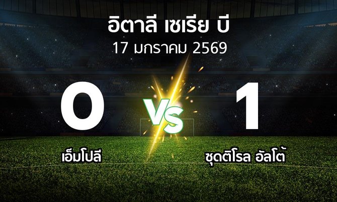 ผลบอล : เอ็มโปลี vs ซุดติโรล อัลโต้ (อิตาลี-เซเรีย-บี 2025-2026)