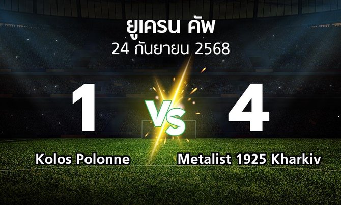 ผลบอล : Kolos Polonne vs Metalist 1925 Kharkiv (ยูเครน-คัพ 2025-2026)