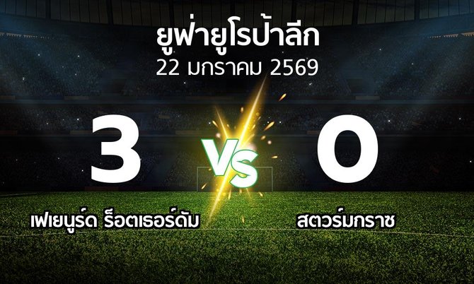 ผลบอล : เฟเยนูร์ด ร็อตเธอร์ดัม vs สตวร์มกราซ (ยูฟ่า ยูโรป้าลีก 2025-2026)