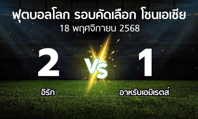 ผลบอล : อิรัก vs อาหรับเอมิเรตส์ (ฟุตบอลโลก-รอบคัดเลือก-โซนเอเชีย 2023-2025)