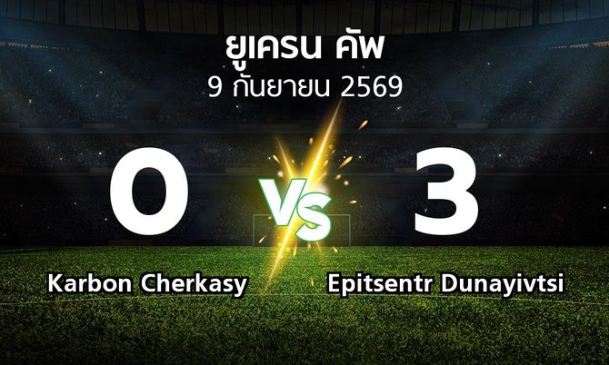 ผลบอล : Karbon Cherkasy vs Epitsentr Dunayivtsi (ยูเครน-คัพ 2026-2027)