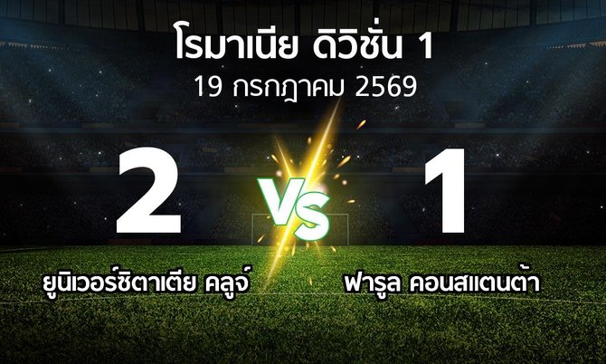 ผลบอล : ยูนิเวอร์ซิตาเตีย คลูจ์ vs ฟารูล คอนสแตนต้า (โรมาเนีย-ดิวิชั่น-1 2026-2027)